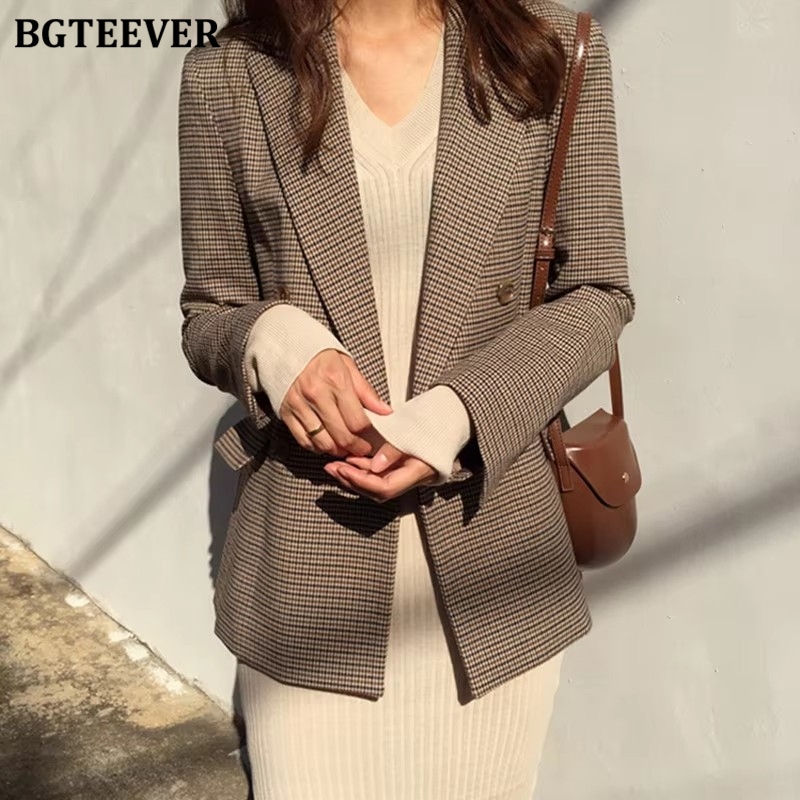 Vintage Trench Coat - Vintage Double Breasted Office Ladies Plaid