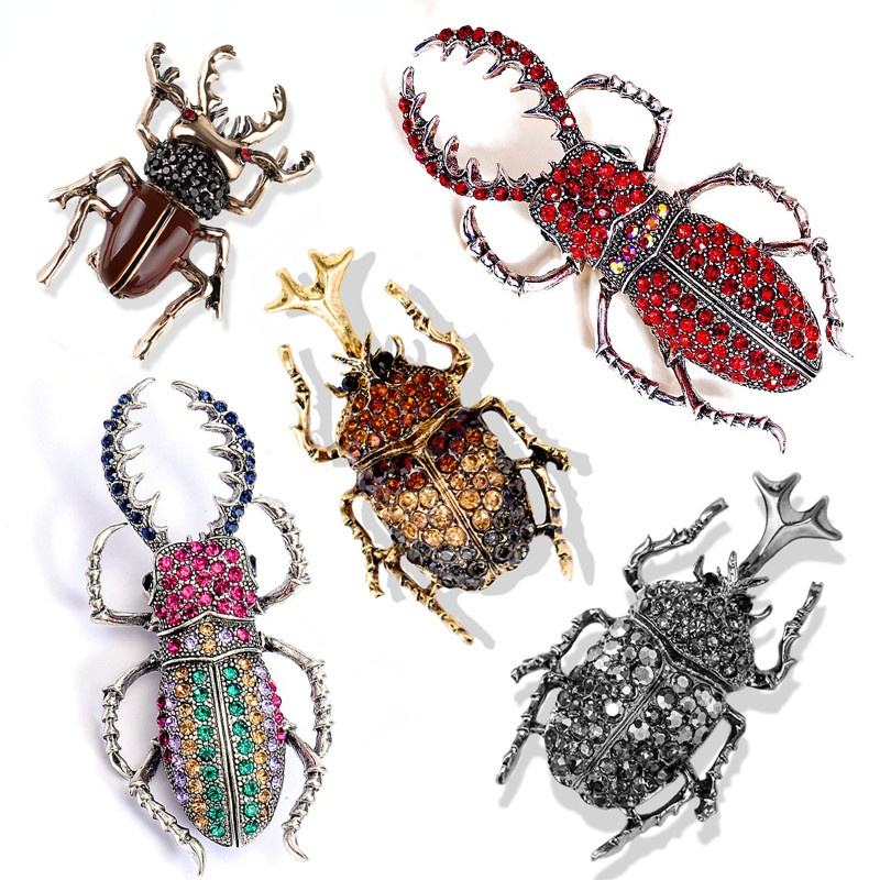 Vintage Fashion Bug - High-end Beetles Enamel Pin Rhinestone Bugs