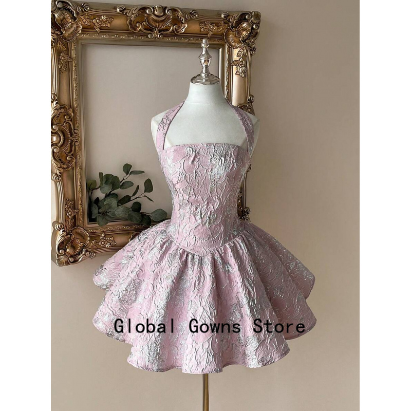 Vintage Fashion Hong Kong - Pink Vintage Halter Prom Dress Fashion