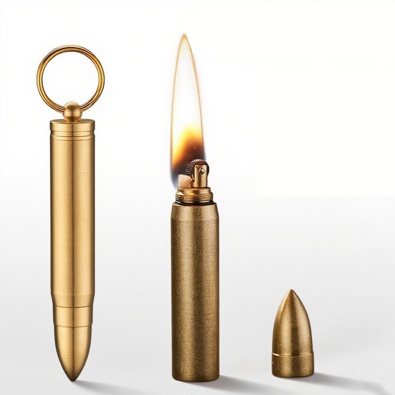 Vintage Trench Coat - Vintage brass keychain Kerosen Lighter Mini