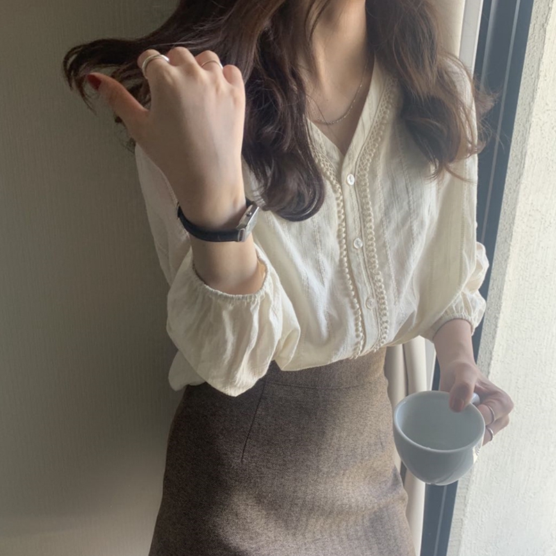 Loose Long Sleeve V-Neck Women - Vintage Fashion Hong Kong 리뷰 및 가격
