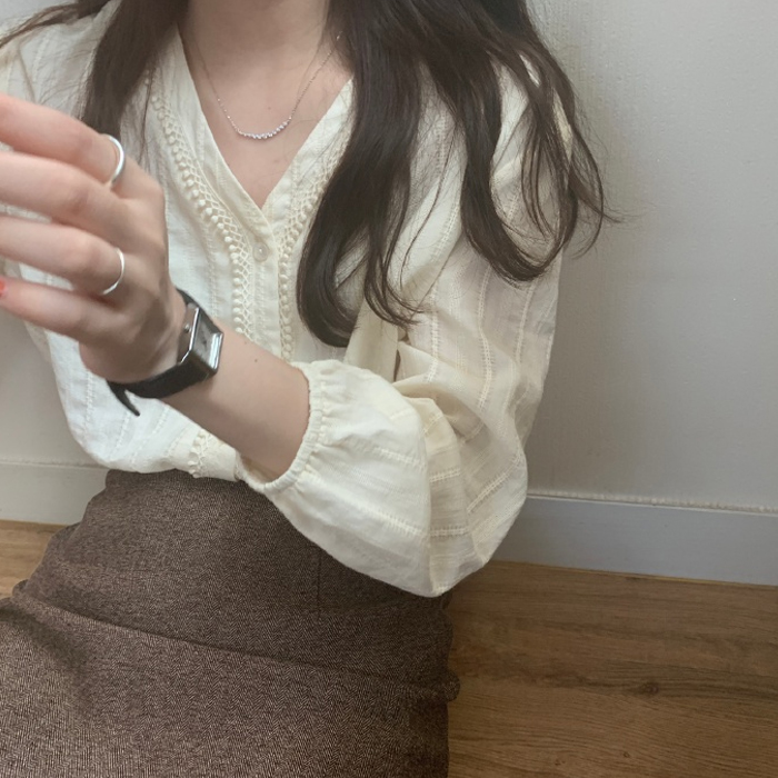 Loose Long Sleeve V-Neck Women - Vintage Fashion Hong Kong 리뷰 및 가격