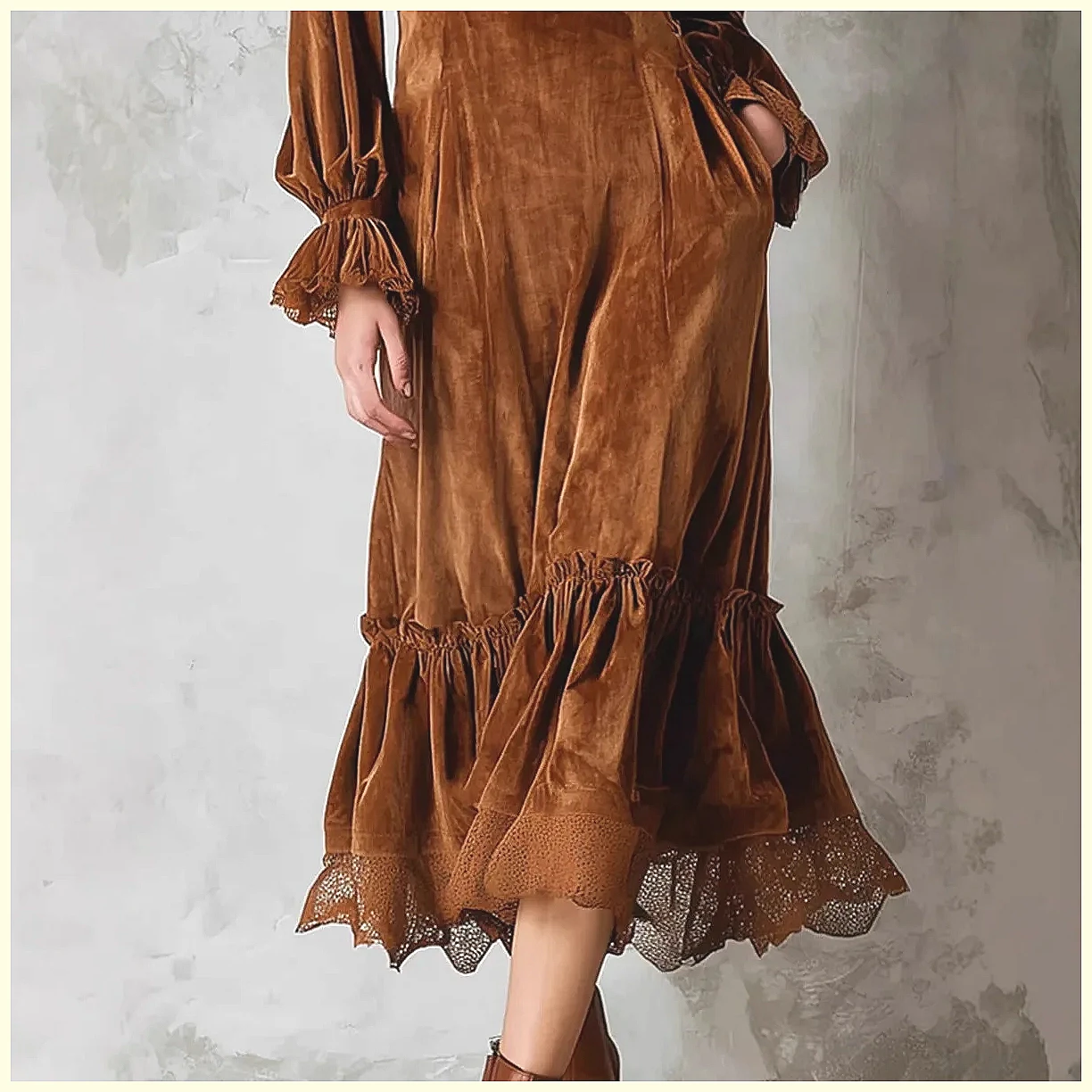 Vintage Velvet Maxi Dress V-Ne - Vintage Y2K 리뷰 및 가격