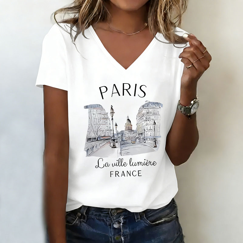 Vintage Paris T-shirt V Neck C - Vintage Fashion In Paris 리뷰 및 가격