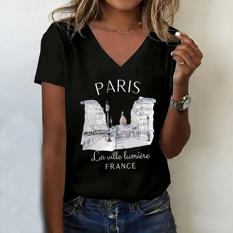 Vintage Paris T-shirt V Neck C - Vintage Fashion In Paris 리뷰 및 가격