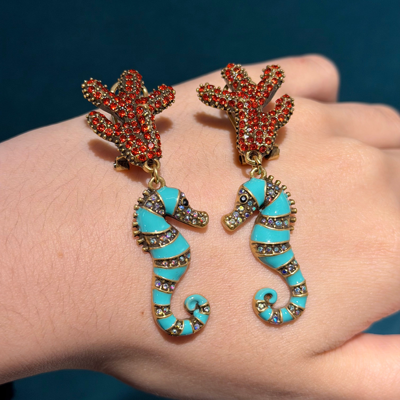Vintage Blue Seahorse Drop Ear - Vintage Fashion Trends 2025 리뷰 및 가격
