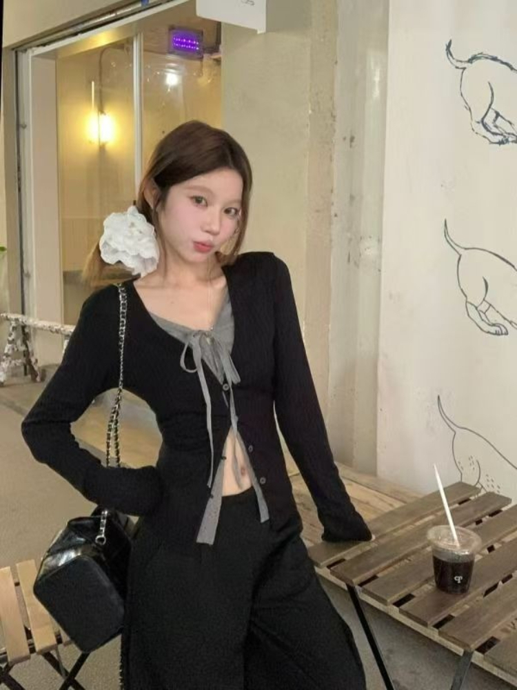 Vintage Contrast Tie Faux 2PCS - Vintage Fashion Hong Kong 리뷰 및 가격