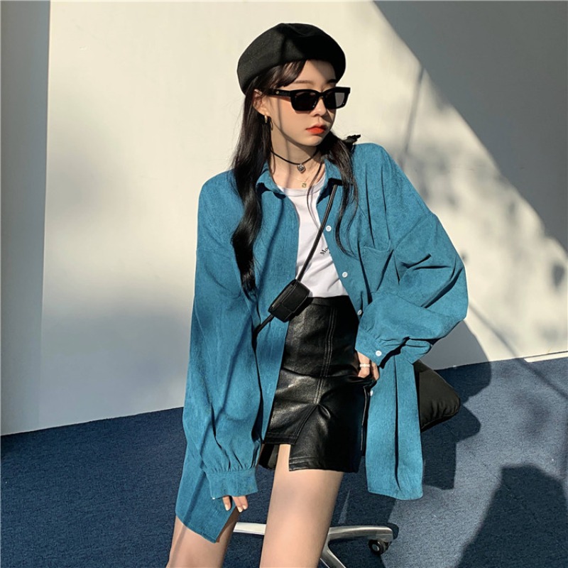 Loose Long Sleeve Shirt Jacket - Vintage Fashion Hong Kong 리뷰 및 가격