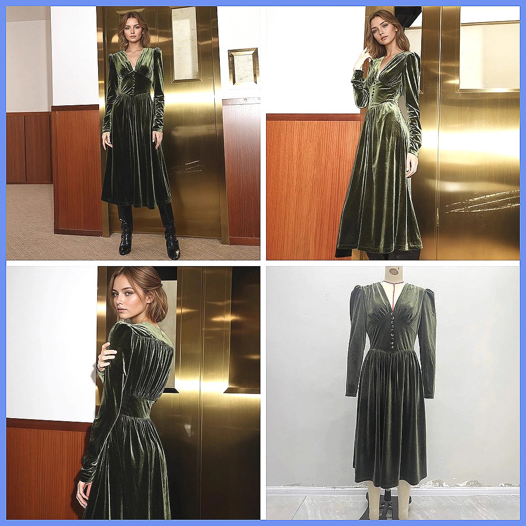 French Vintage Green Velvet V- - Vintage Y2K 리뷰 및 가격