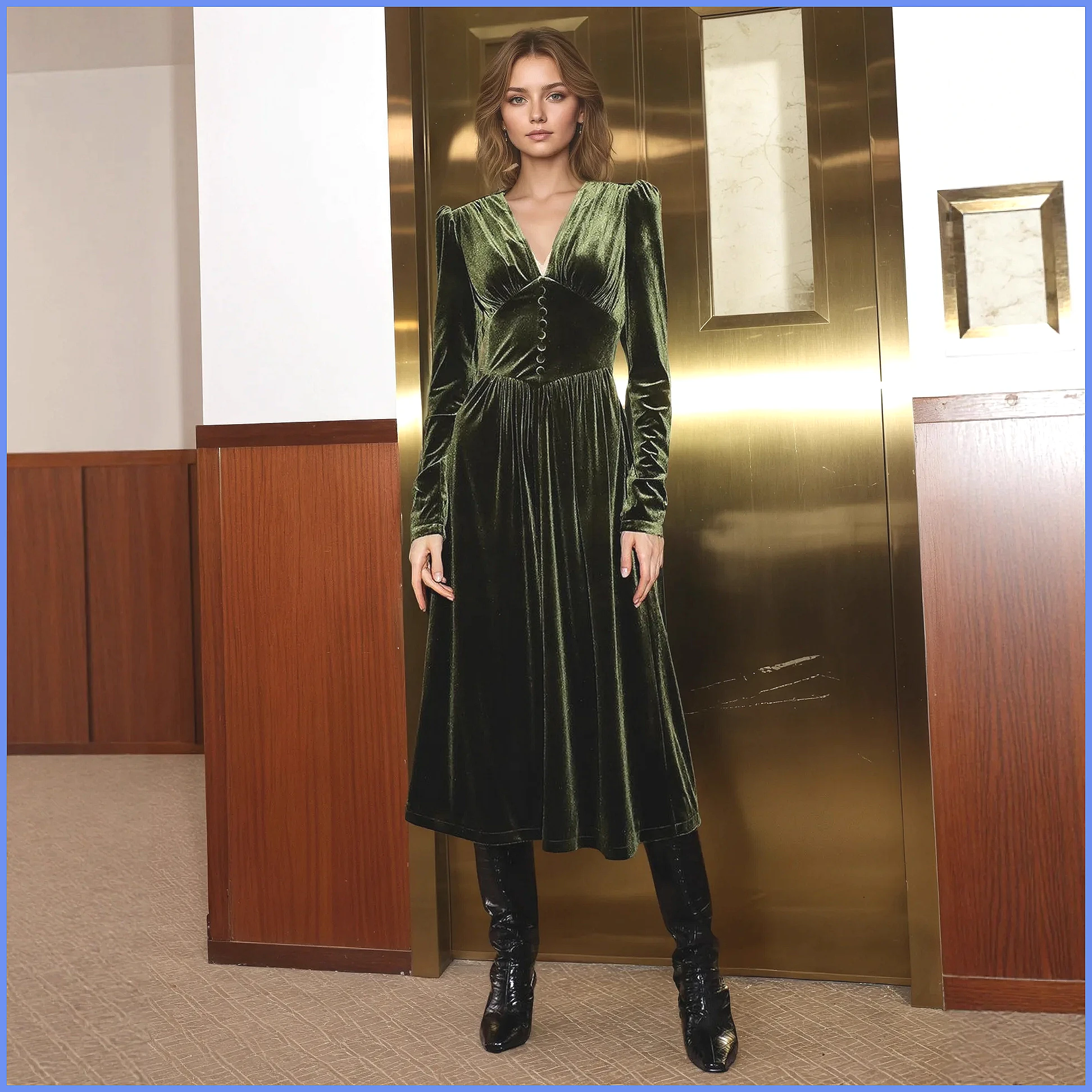 French Vintage Green Velvet V- - Vintage Y2K 리뷰 및 가격