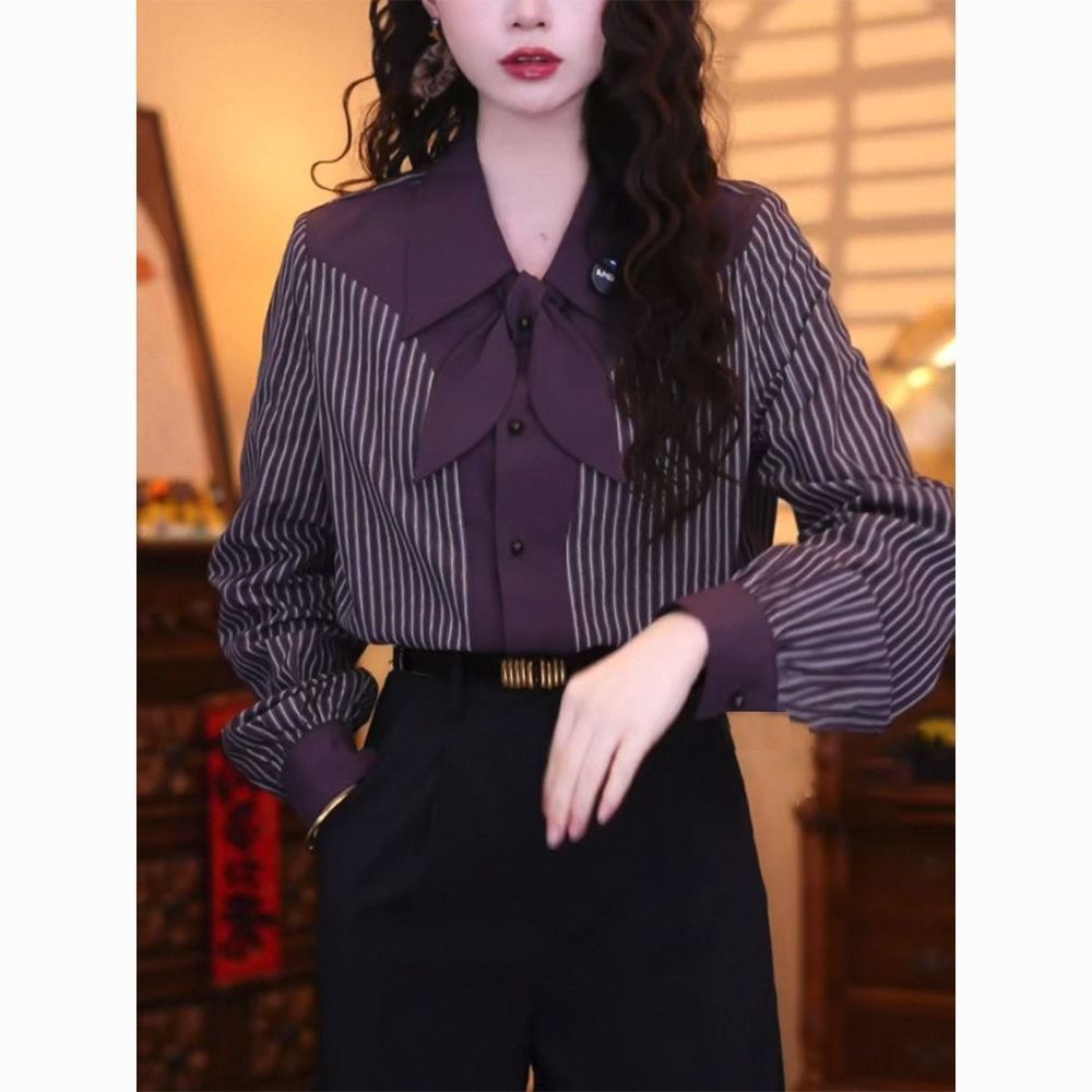 Casual Stripe Long Sleeve Wome - Vintage Fashion Hong Kong 리뷰 및 가격