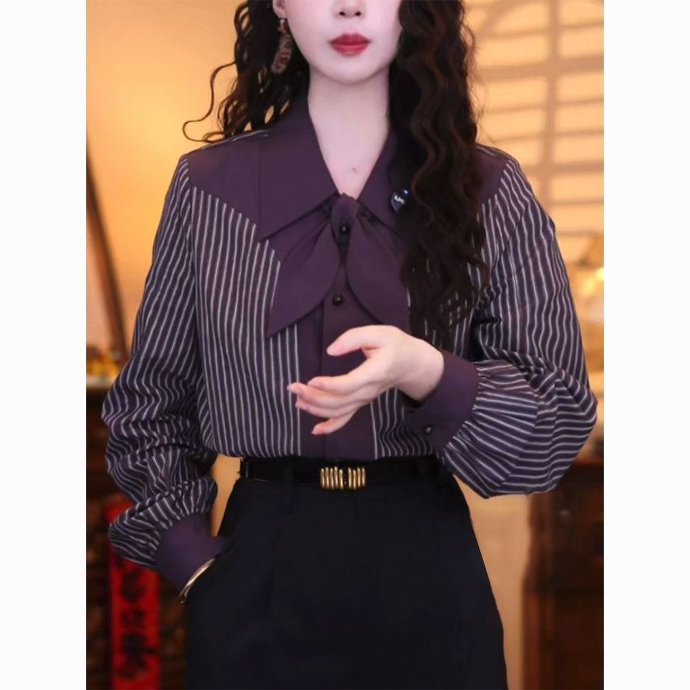 Casual Stripe Long Sleeve Wome - Vintage Fashion Hong Kong 리뷰 및 가격